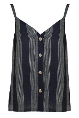 Blue Linen Button Through Cami