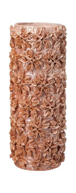 Brown Vase with Decorative Flowers