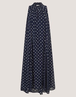 Yaz Sleeveless Polka Dot Midi Dress Blue
