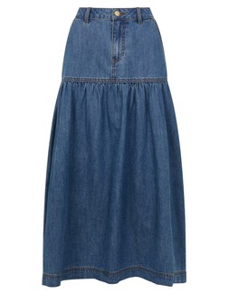 Denim Midi Skirt Blue